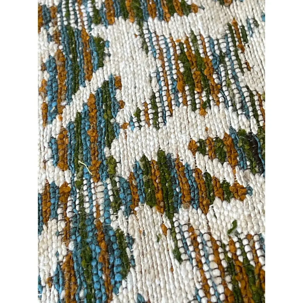 Vtg Tapestry Upholstery Fabric 66x55 Tribal Woven Jacquard Turquoise Brown Cream - Picture 8 of 10